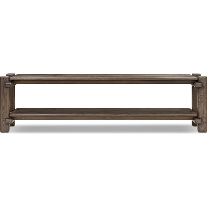 Marcia Low Console Table by Four Hands in natural reclaimed french oak. Made from solid reclaimed oak in a modern style.
