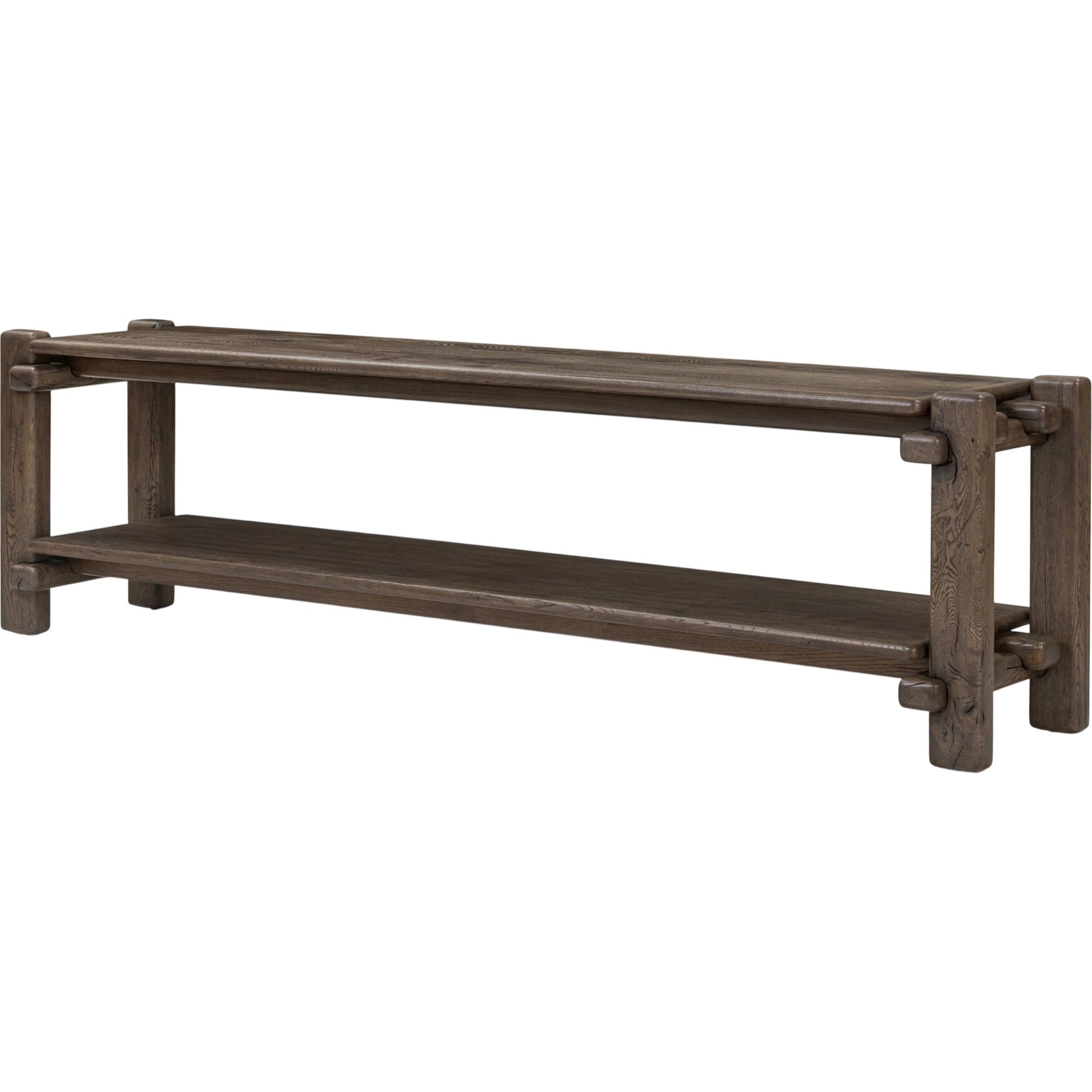 Marcia Low Console Table by Four Hands in natural reclaimed french oak. Made from solid reclaimed oak in a modern style.