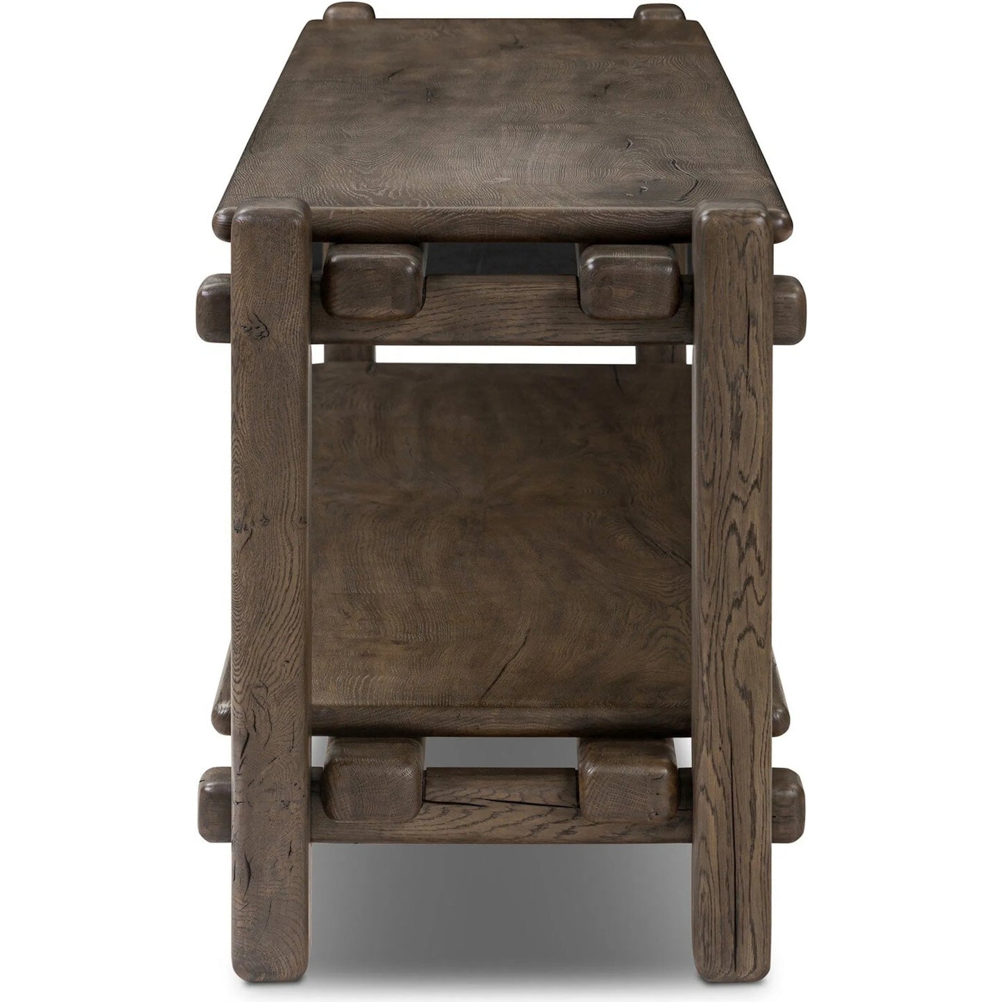 016 SI-2635329 | Additional Silo | Marcia Low Console Table by Four Hands in natural reclaimed french oak. Made from solid reclaimed oak in a modern style.
