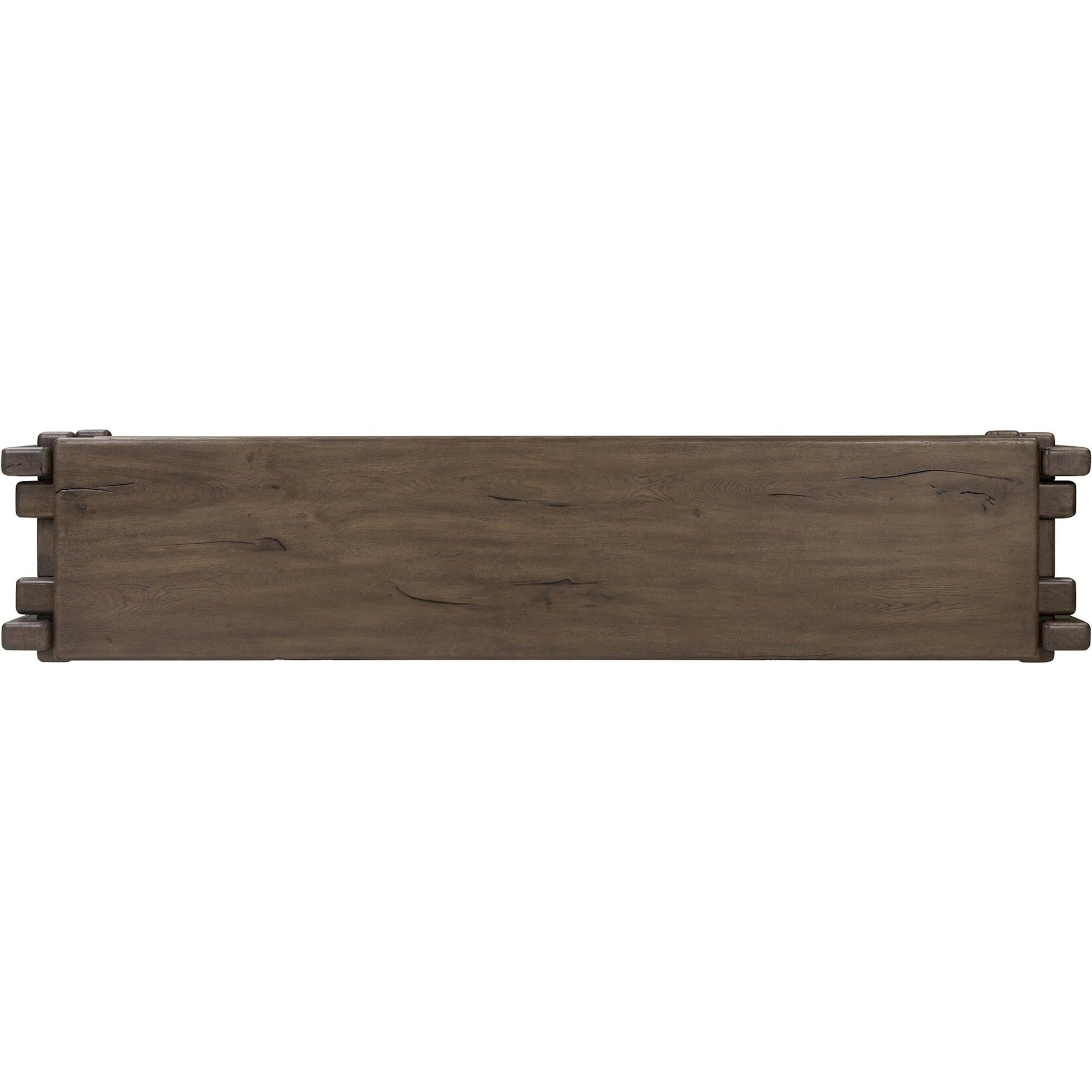 Marcia Low Console Table by Four Hands in natural reclaimed french oak. Made from solid reclaimed oak in a modern style.