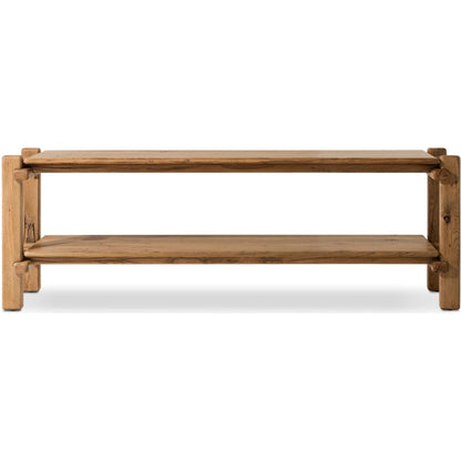 Marcia Console Table by Four Hands in natural reclaimed french oak. Made from solid reclaimed oak in a modern style.