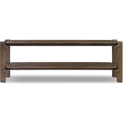Marcia Console Table by Four Hands in grey reclaimed french oak. Made from solid reclaimed oak in a modern style.
