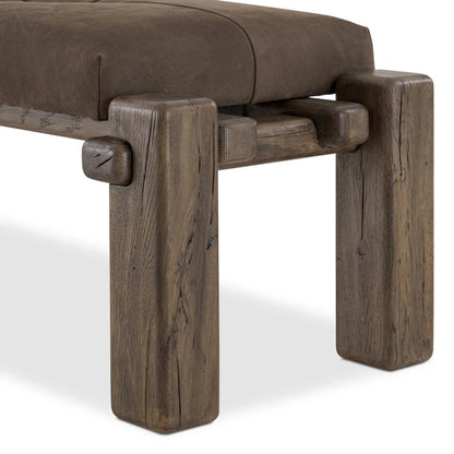 Marcia Accent Bench by Four Hands in natural reclaimed french oak. Made from unique in a modern style.
