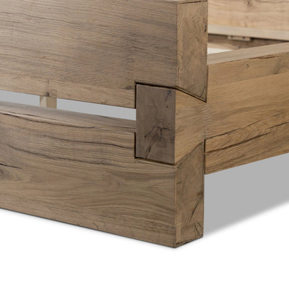 Lia Bed by Four Hands in natural reclaimed french oak. Made from solid reclaimed oak in a modern style.