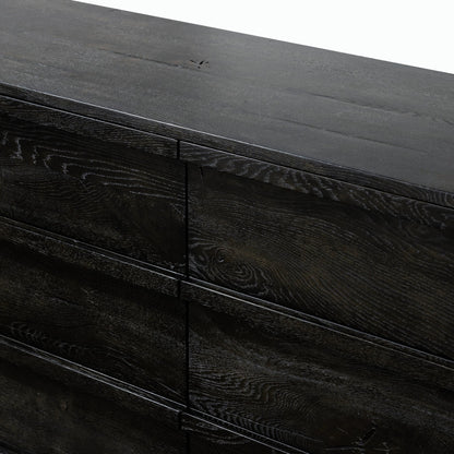 Alora Dresser by Four Hands in dark espresso. Made from solid reclaimed oak, brass in a modern style.