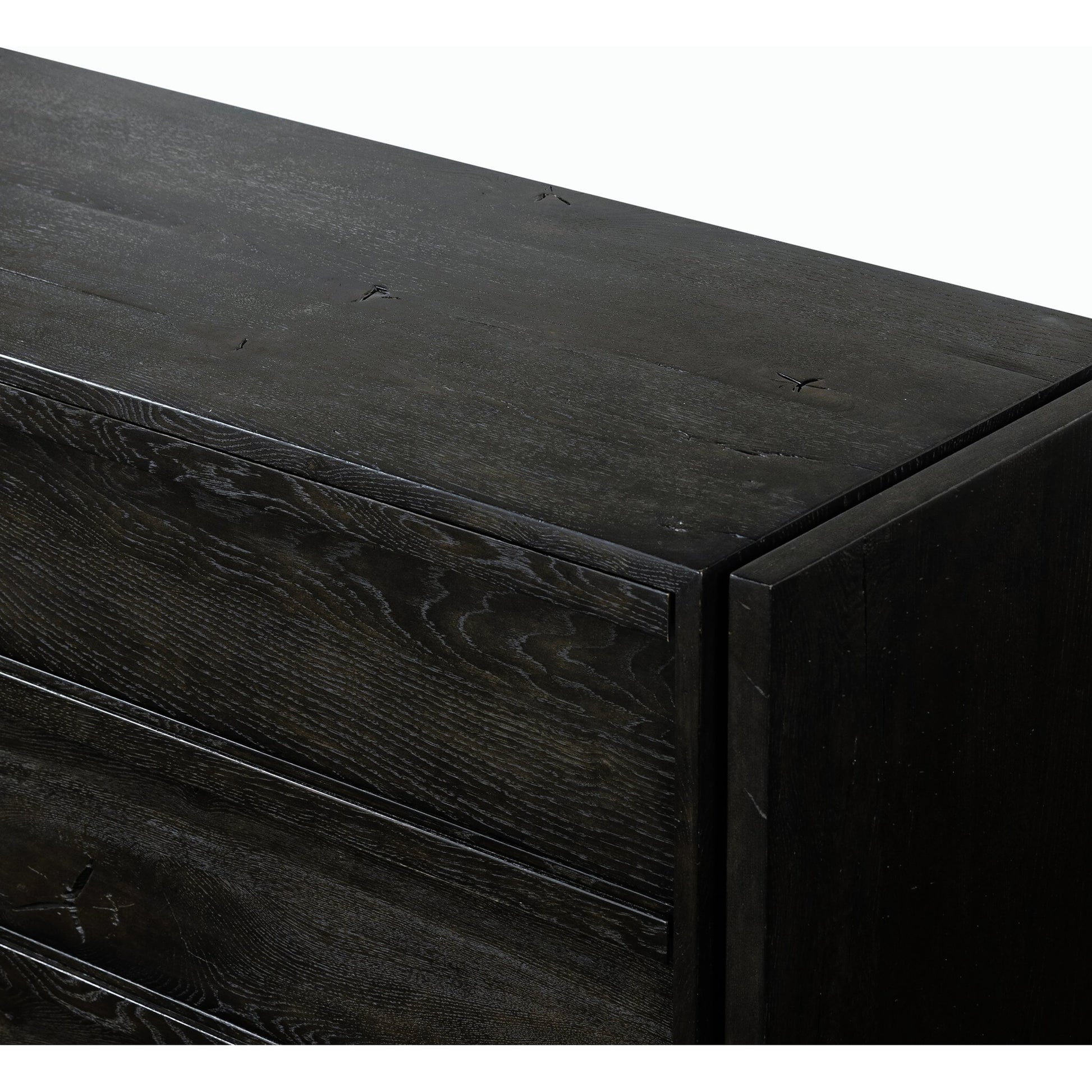 Alora Dresser by Four Hands in dark espresso. Made from solid reclaimed oak, brass in a modern style.
