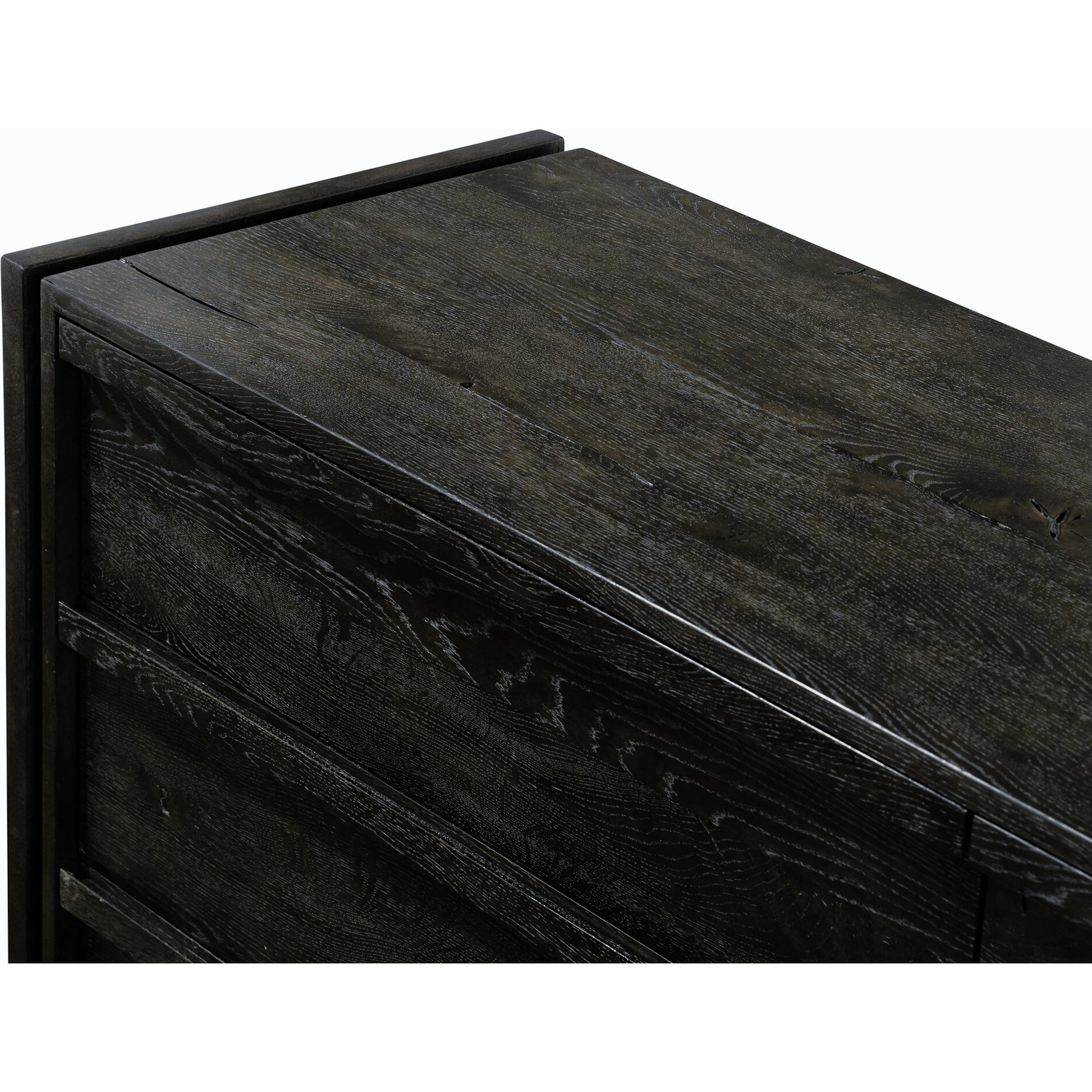 Alora Dresser by Four Hands in dark espresso. Made from solid reclaimed oak, brass in a modern style.