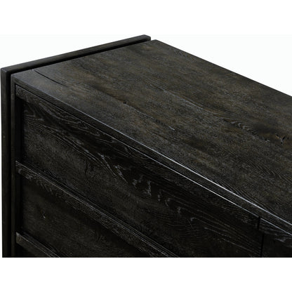 Alora Dresser by Four Hands in dark espresso. Made from solid reclaimed oak, brass in a modern style.