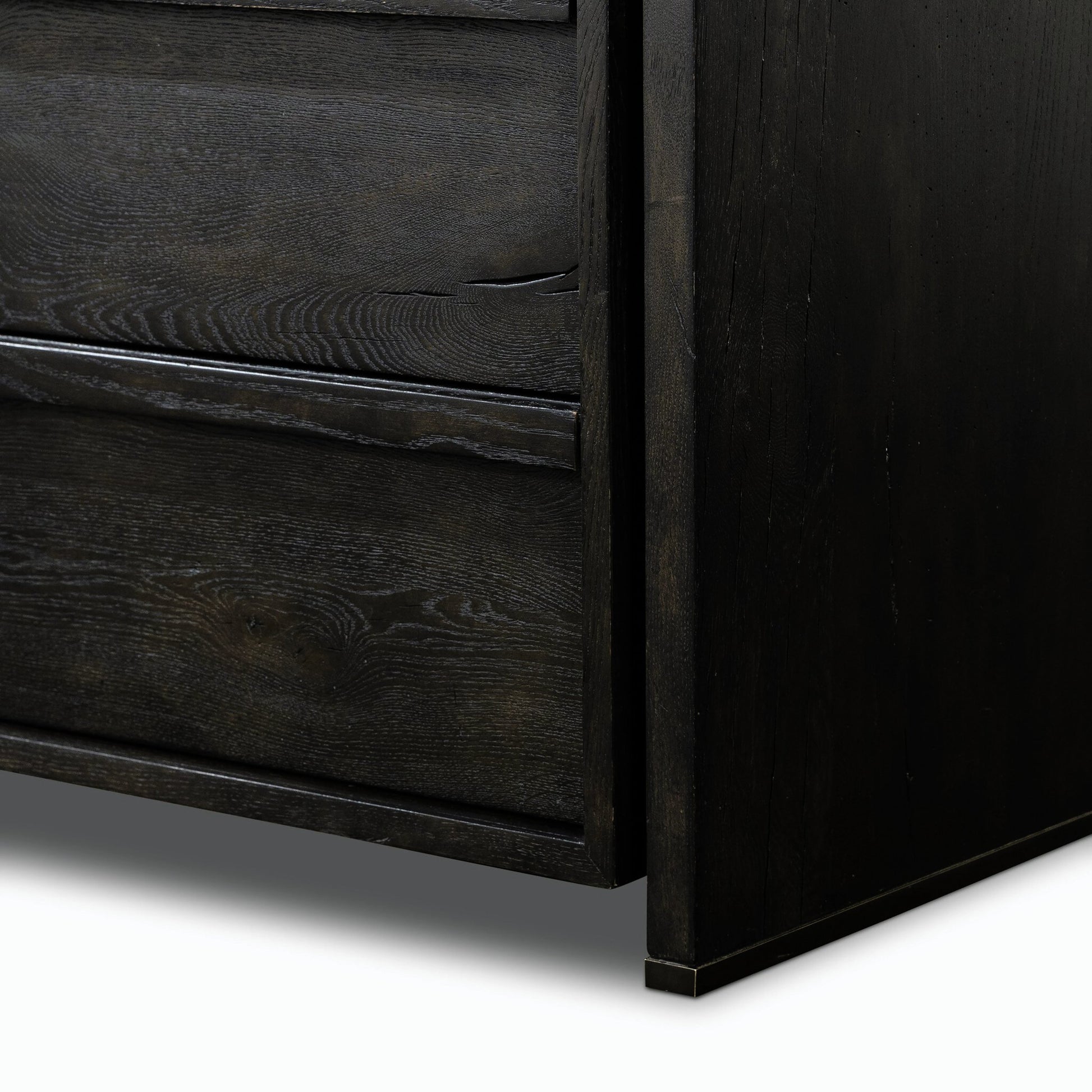 Alora Dresser by Four Hands in dark espresso. Made from solid reclaimed oak, brass in a modern style.