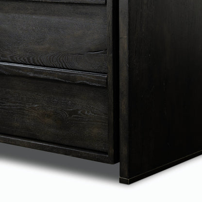 Alora Dresser by Four Hands in dark espresso. Made from solid reclaimed oak, brass in a modern style.