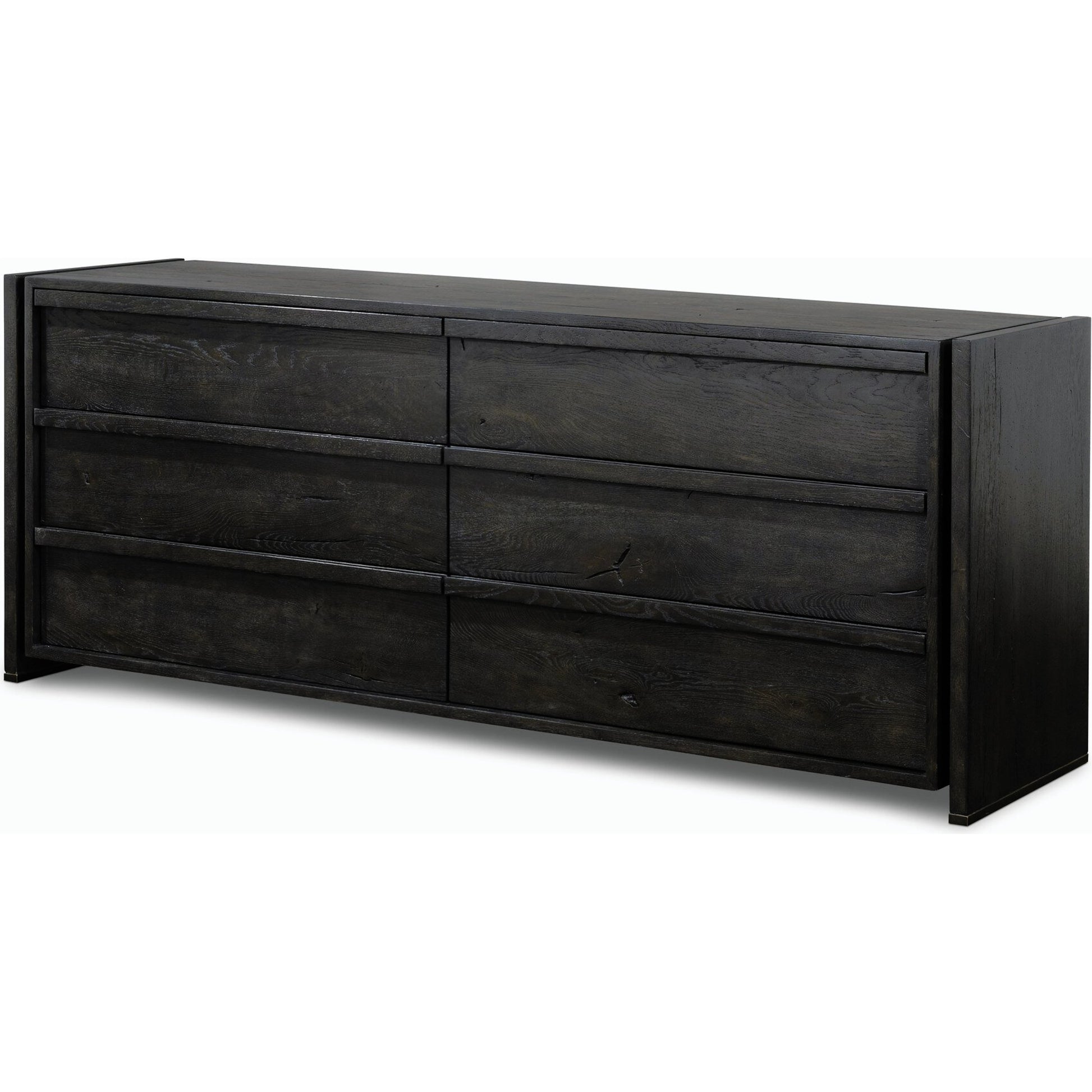 Alora Dresser by Four Hands in dark espresso. Made from solid reclaimed oak, brass in a modern style.