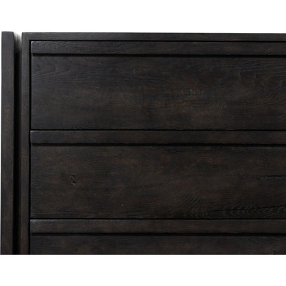 Alora Dresser by Four Hands in dark espresso. Made from solid reclaimed oak, brass in a modern style.