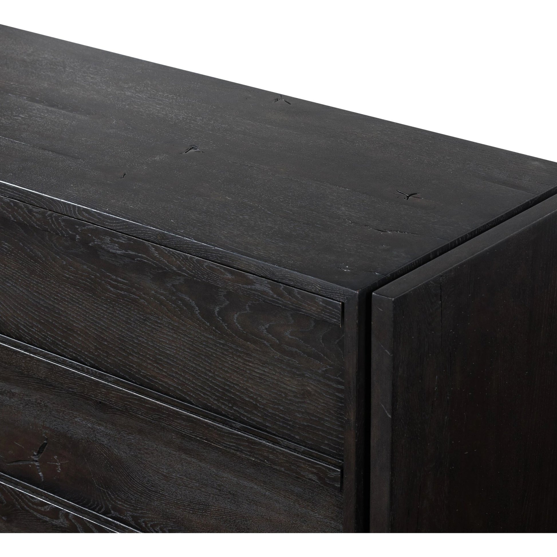 Alora Dresser by Four Hands in dark espresso. Made from solid reclaimed oak, brass in a modern style.