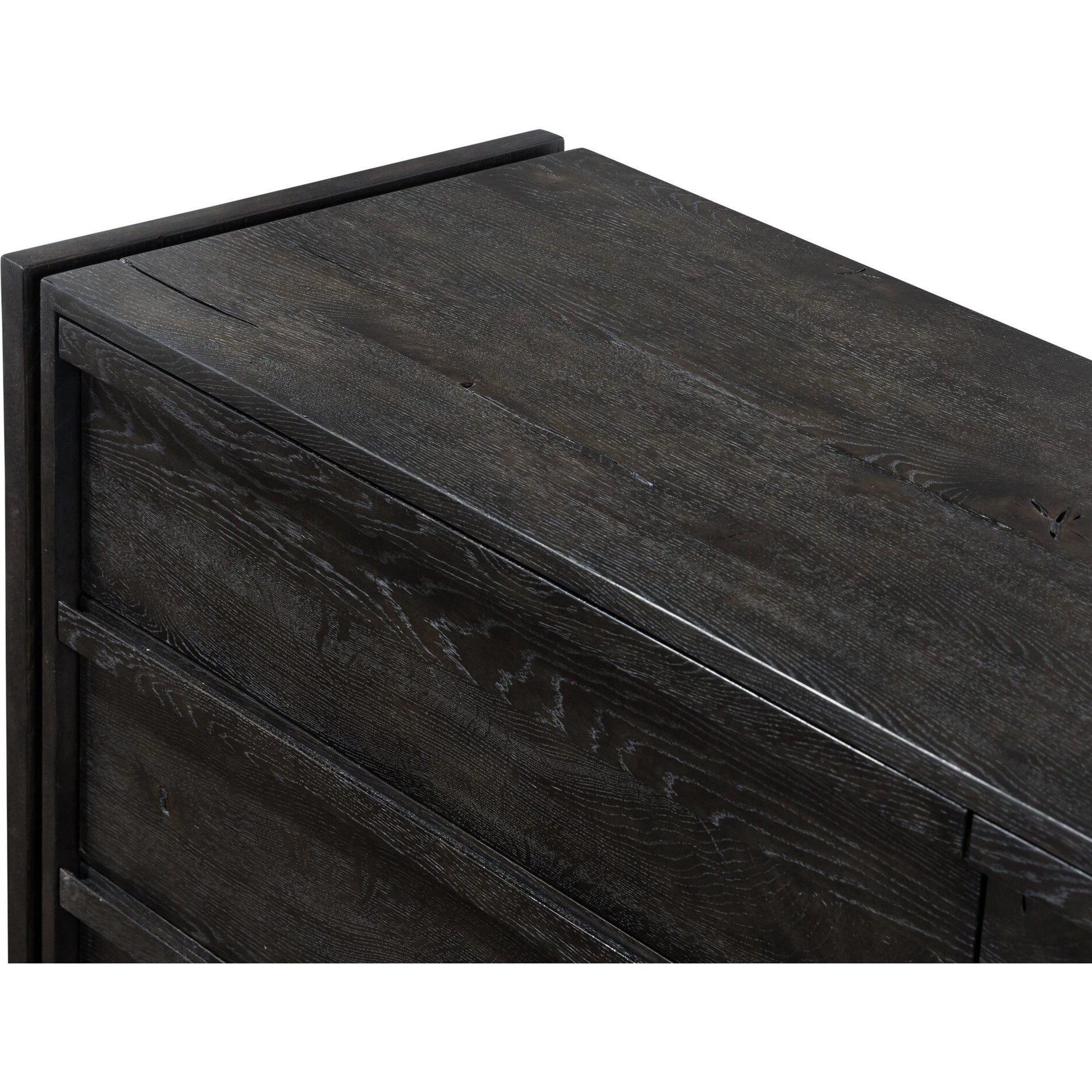Alora Dresser by Four Hands in dark espresso. Made from solid reclaimed oak, brass in a modern style.