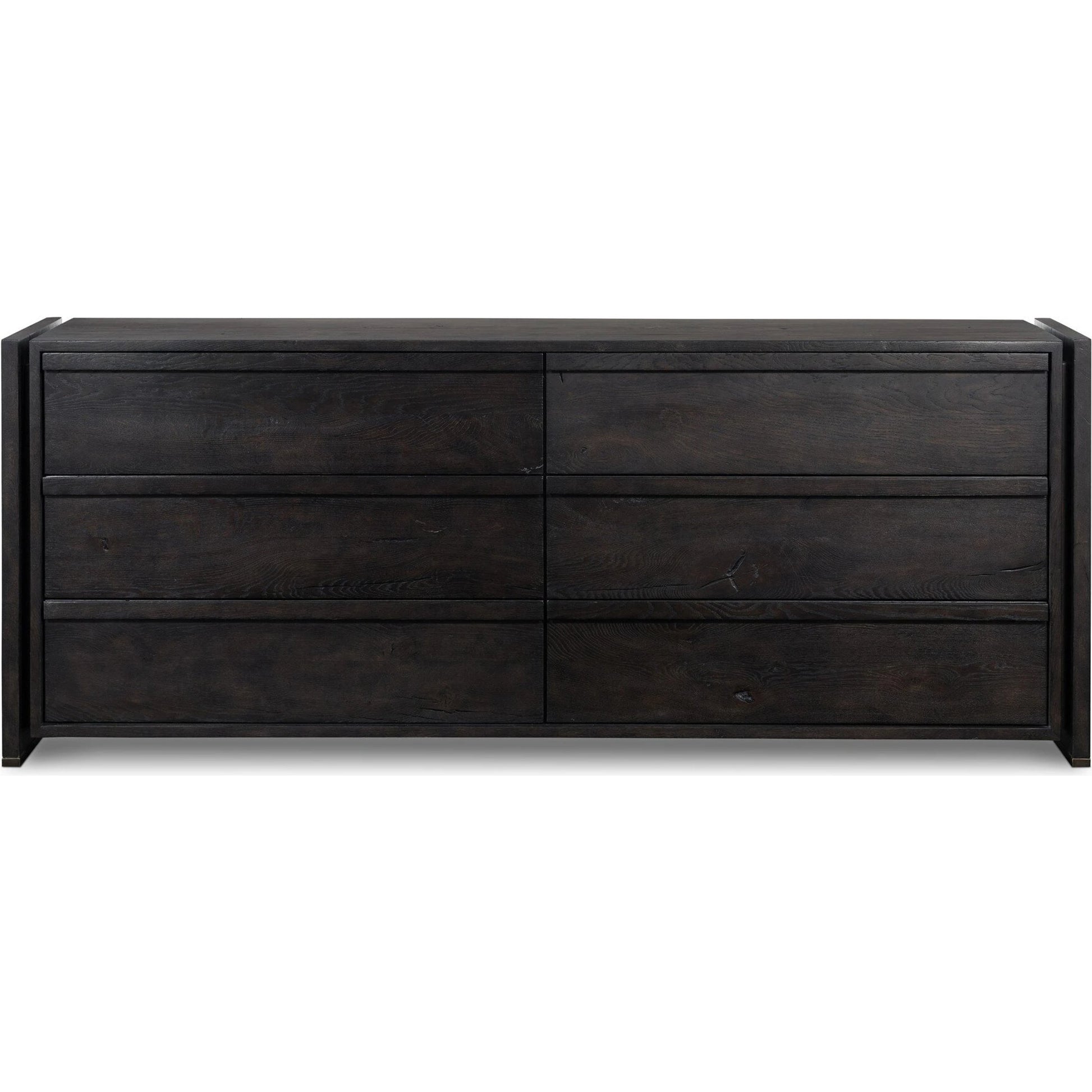 Alora Dresser by Four Hands in dark espresso. Made from solid reclaimed oak, brass in a modern style.