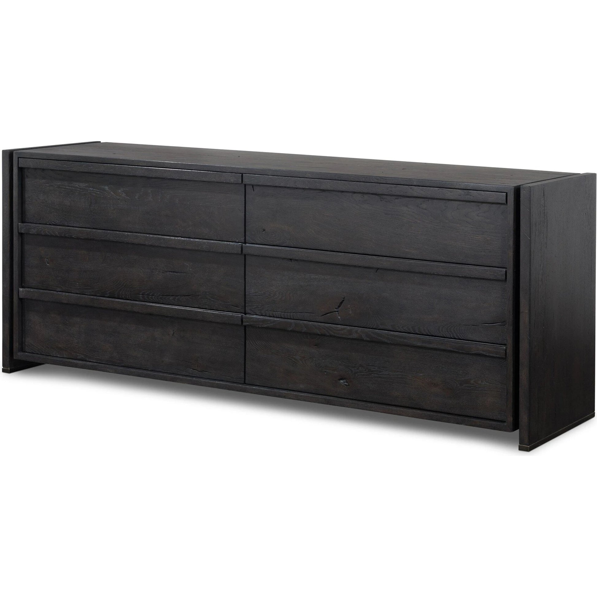 Alora Dresser by Four Hands in dark espresso. Made from solid reclaimed oak, brass in a modern style.