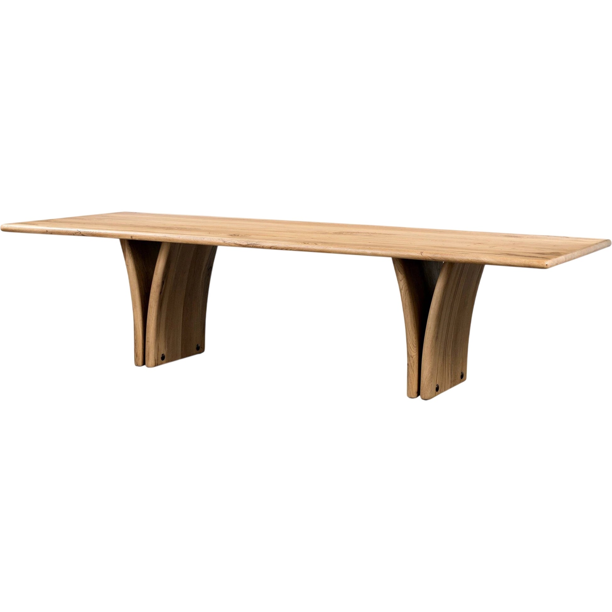 Marcon Dining Table by Four Hands in natural reclaimed french oak, dark brass. Made from solid reclaimed oak, brass in a modern style.