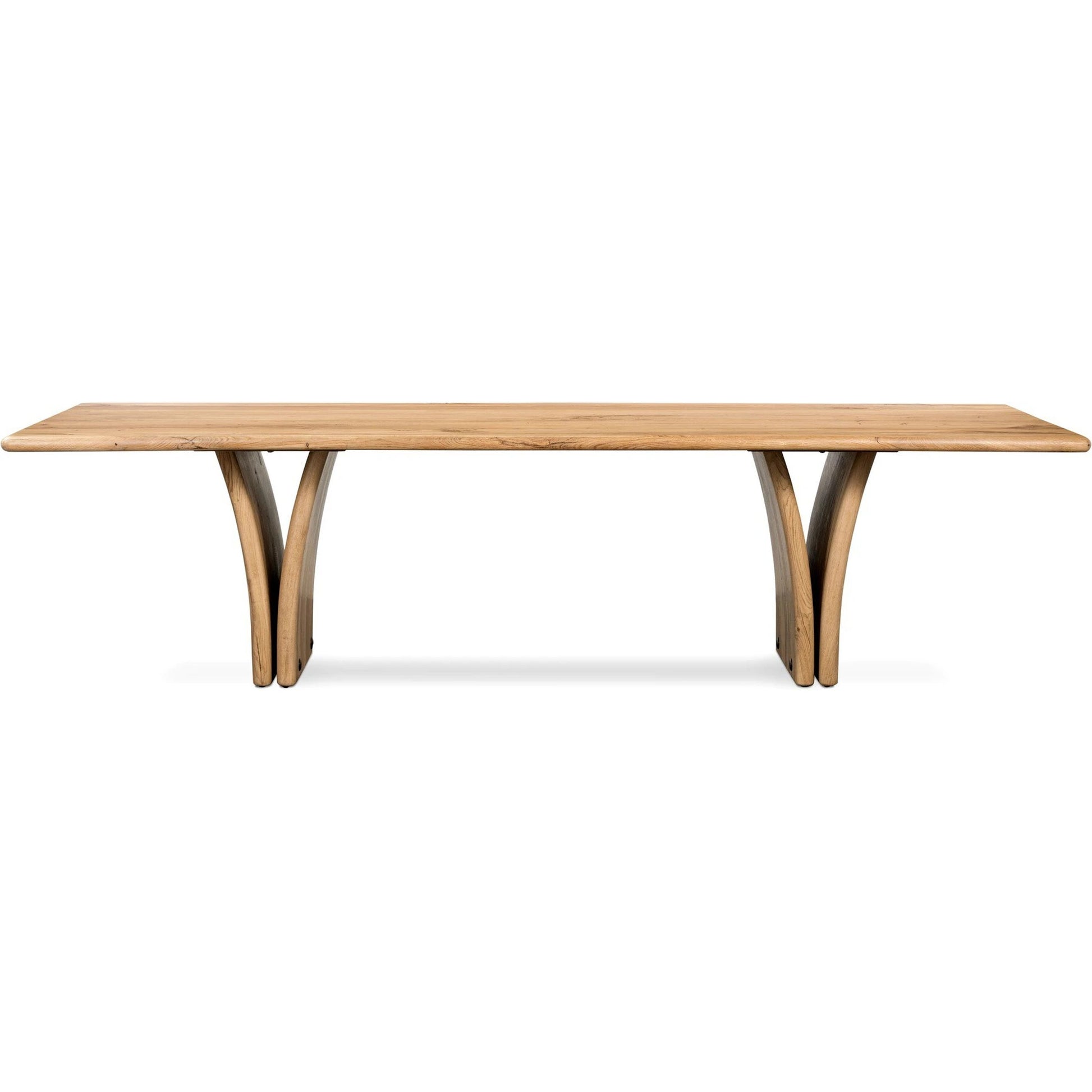 Marcon Dining Table by Four Hands in natural reclaimed french oak. Made from solid reclaimed oak, brass in a modern style.