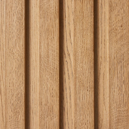 Ramos Media Console by Four Hands in bleached oak. Made from thick oak veneer, solid oak in a modern style.