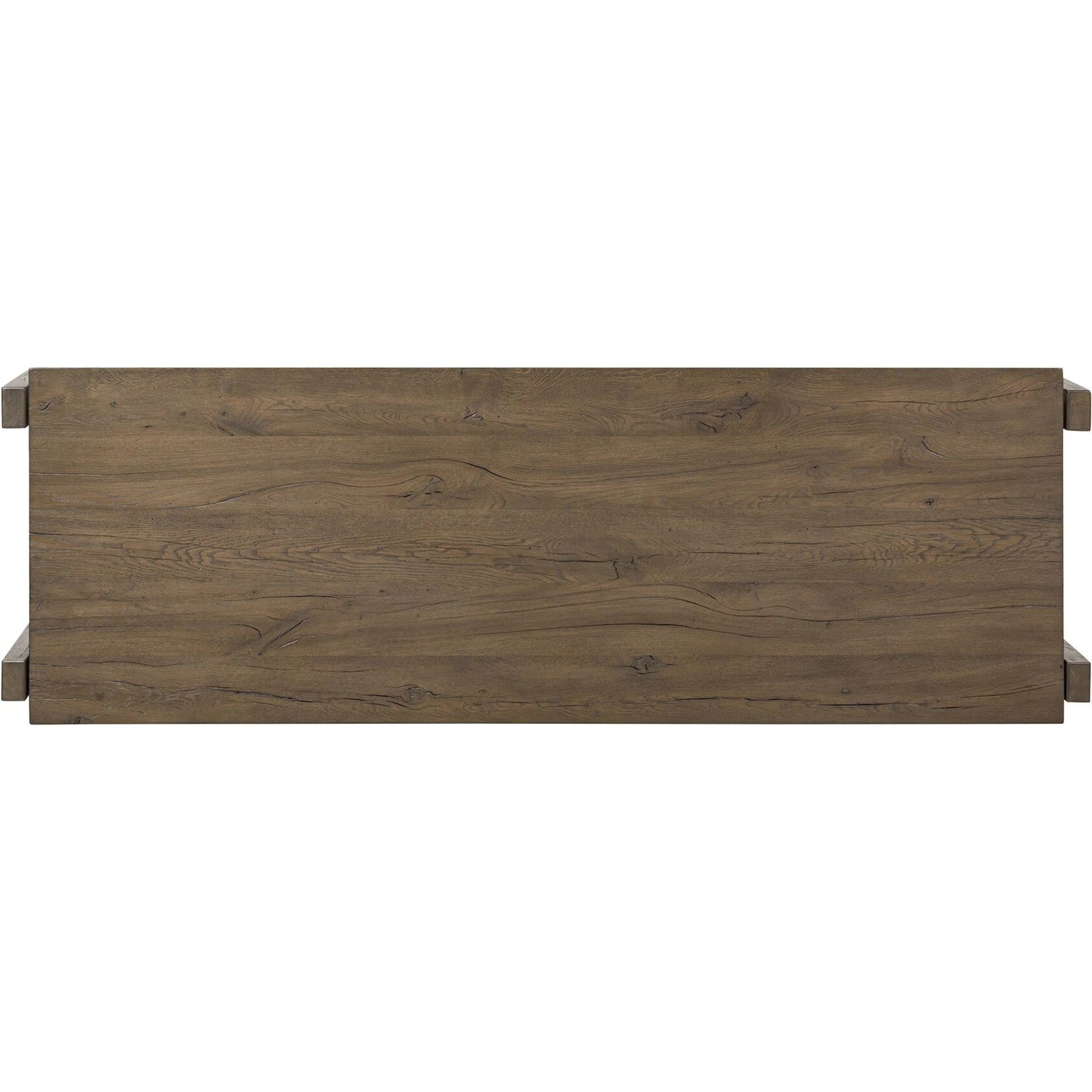 024 SI-2257134 | Additional Silo | Marcela Desk by Four Hands in grey reclaimed french oak, dark brass. Made from solid reclaimed oak, brass in a modern style.