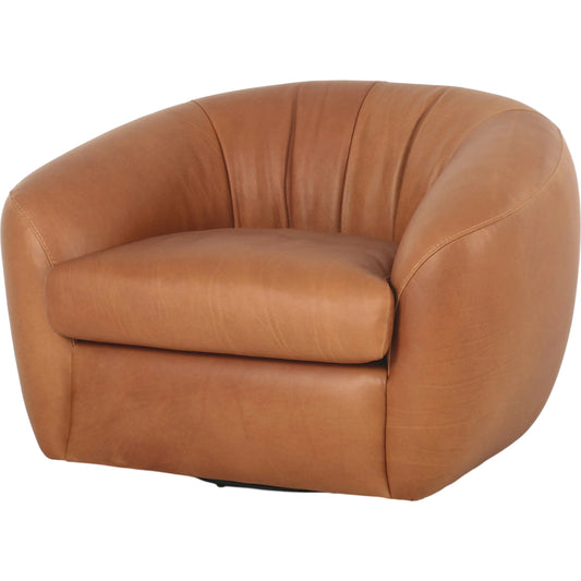 001 SI-2449410 | Primary Silo | Saldana Swivel Chair by Four Hands in lorento cognac. Made from top grain leather in a unique style.