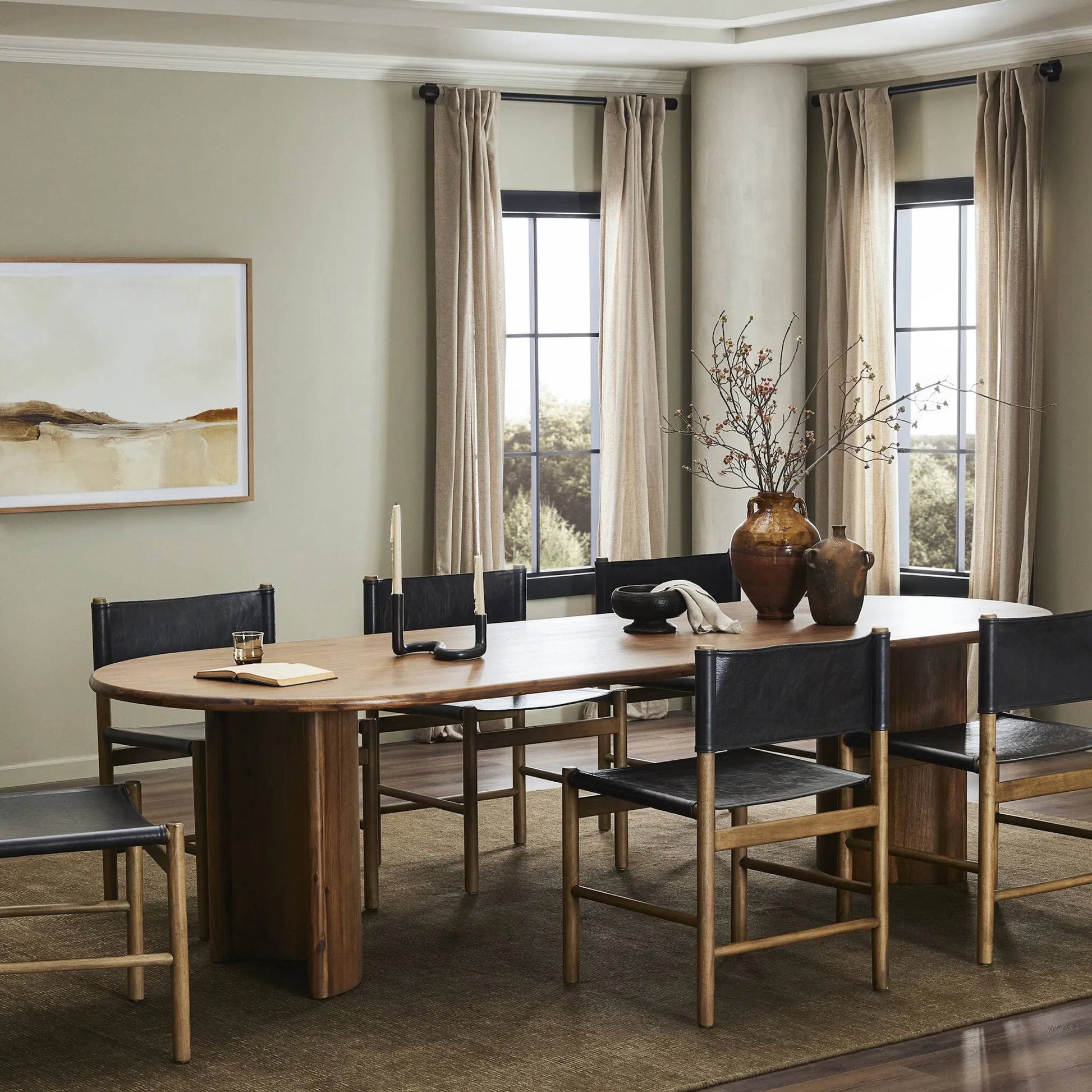 Paden Dining Table by Four Hands. Made from thin acacia veneer, solid acacia in a modern style.