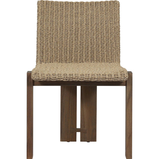 Roxy Outdoor Dining Chair by Four Hands. Made from 100% polyethylene, solid fsc®-certified teak in a unique style.