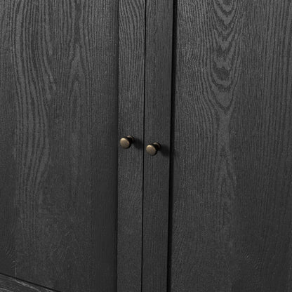 Millie Single Vanity by Four Hands in satin drifted black veneer, carrara marble. Made from oak veneer, solid marble in a modern style.