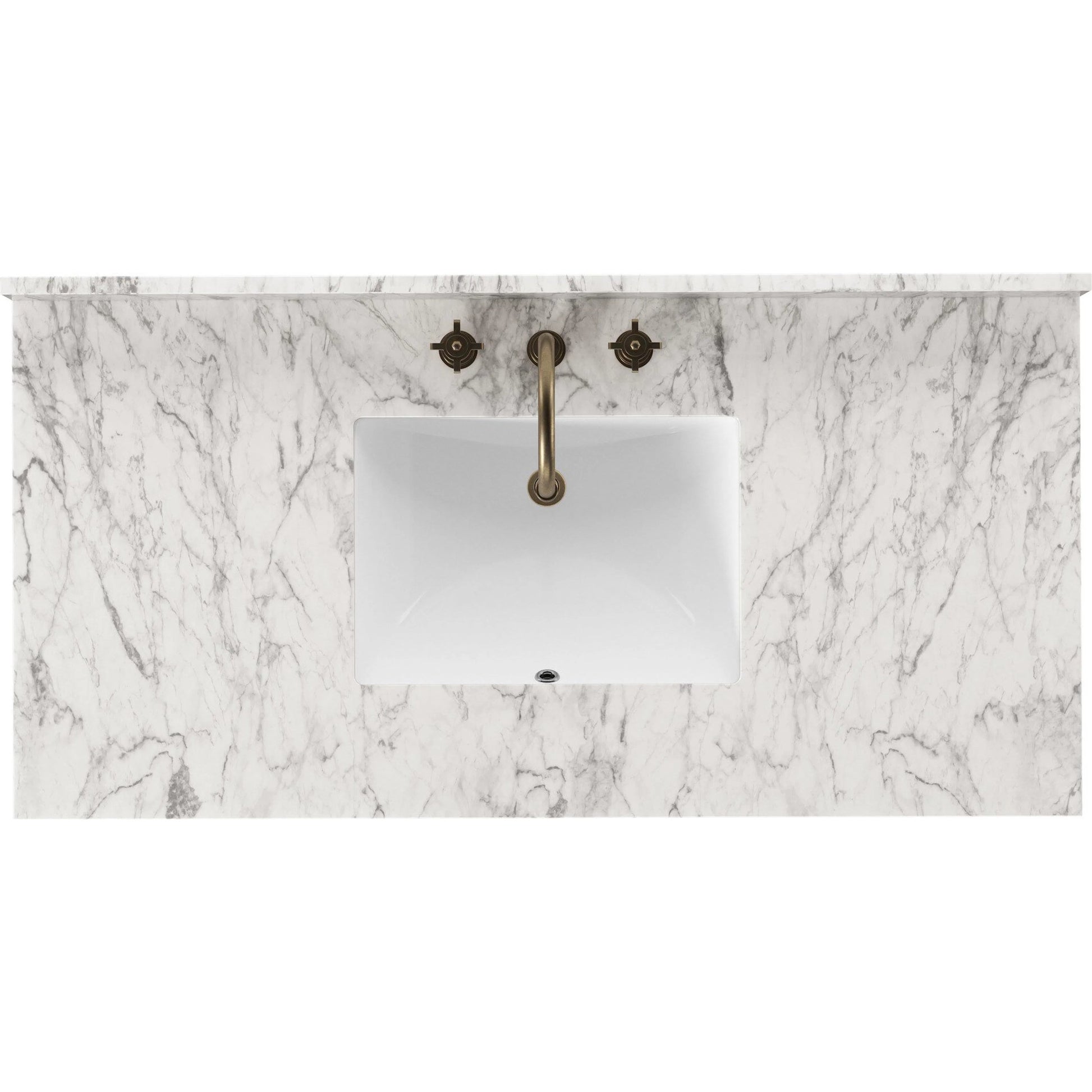 Millie Single Wide Vanity by Four Hands in satin drifted black veneer, carrara marble. Made from oak veneer, solid marble in a unique style.