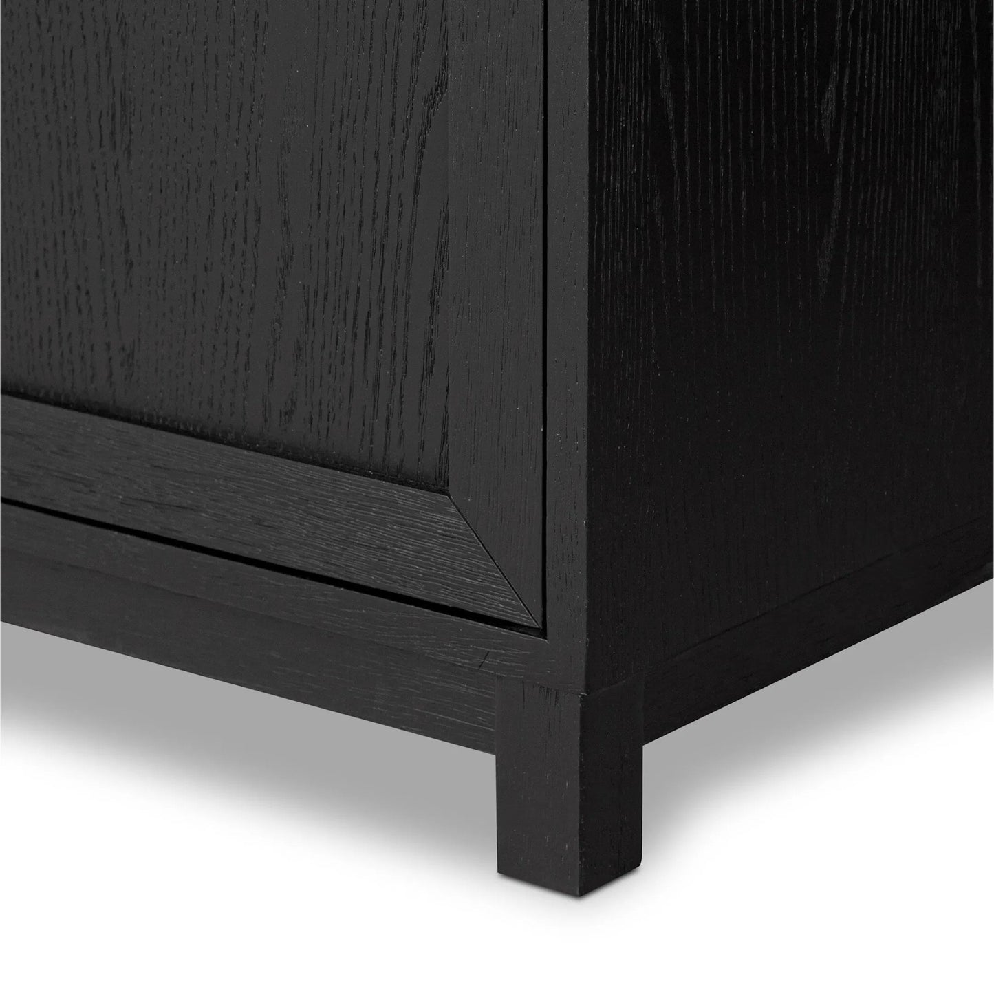 011 SI-2377101 | Closeup | Millie Double Vanity by Four Hands in satin drifted black veneer, carrara marble. Made from oak veneer, solid marble in a unique style.