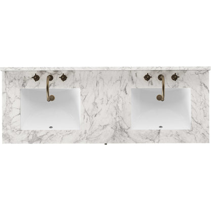 Millie Double Vanity by Four Hands in satin drifted black veneer, carrara marble. Made from oak veneer, solid marble in a unique style.