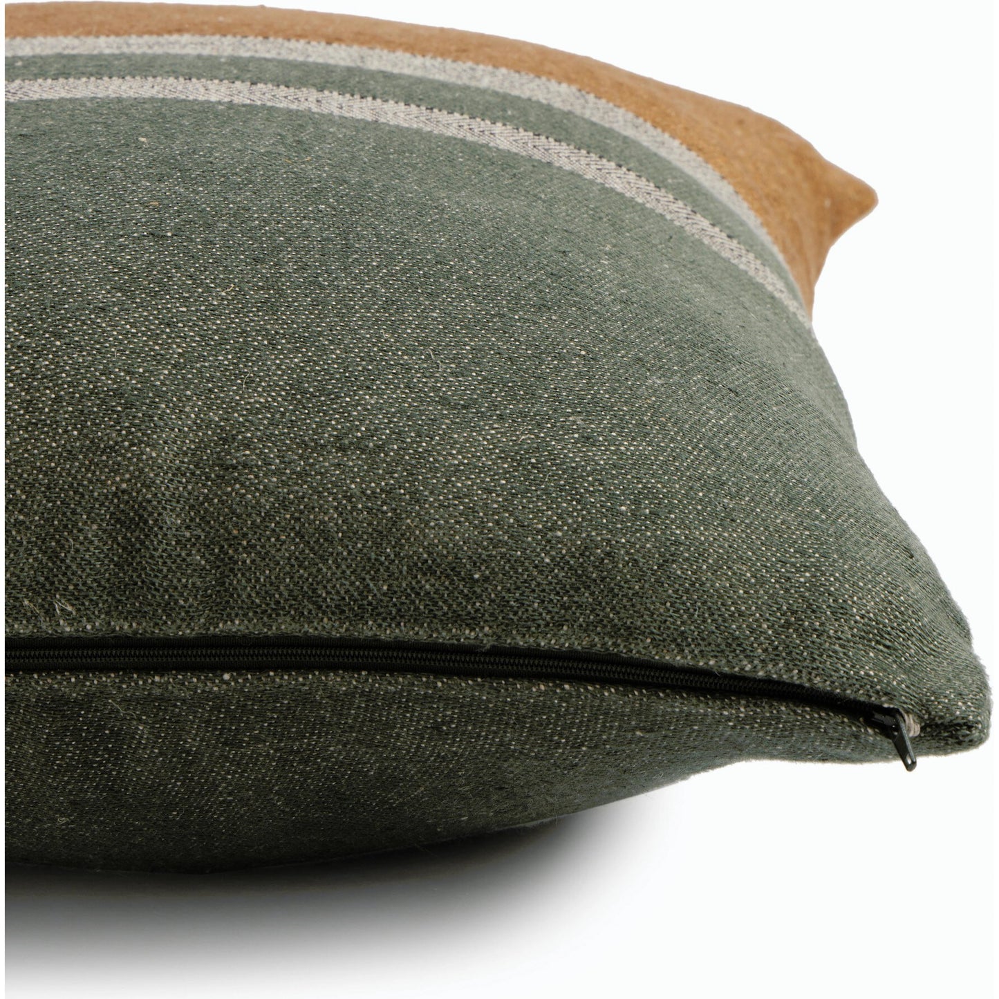 005 SI-2158119 | Closeup | Crane Pillow by Four Hands in crane. Made from 100% flax/linen, down alternative fiber, 100% polyester in a modern style.