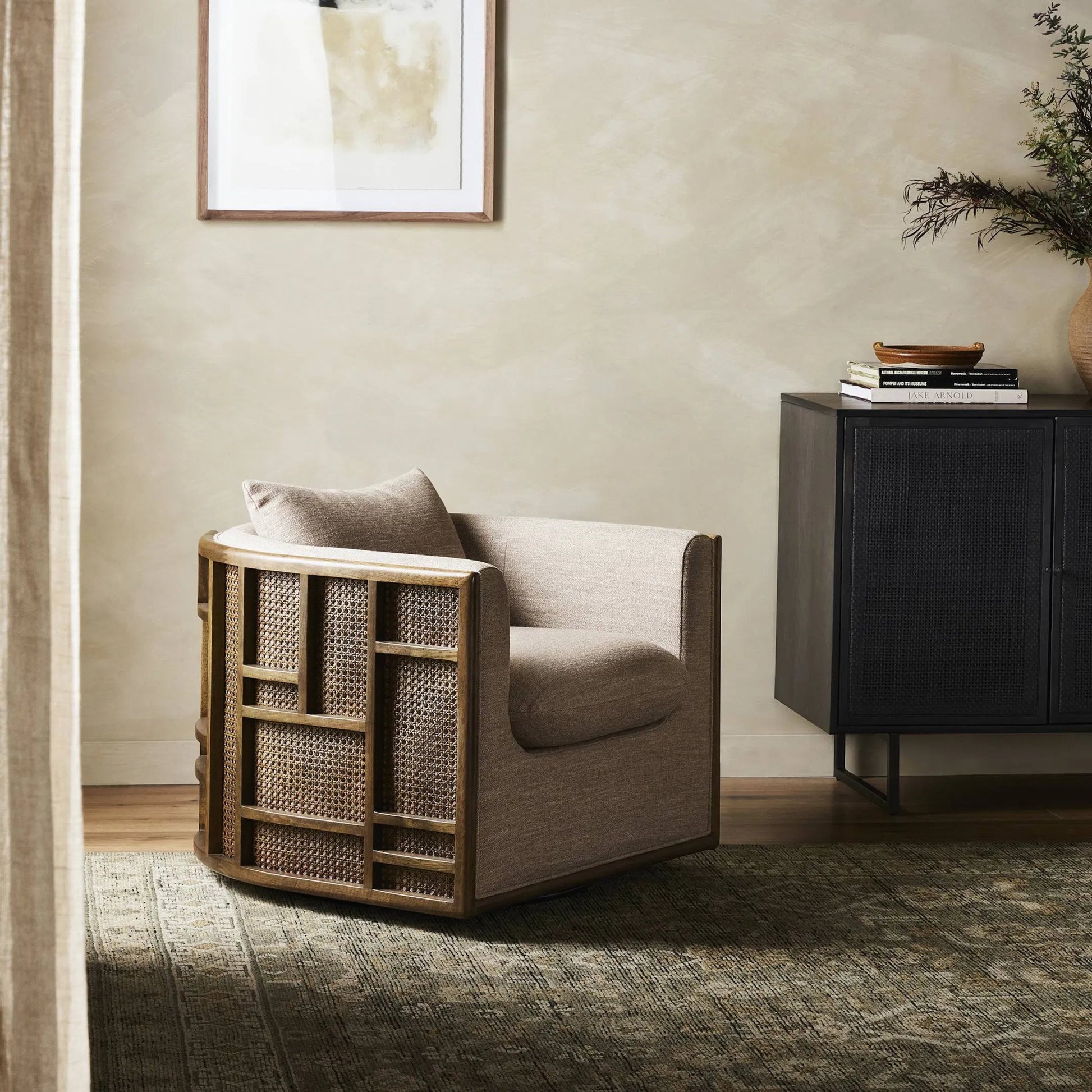 June Swivel Chair by Four Hands. Made from unique in a transitional style.
