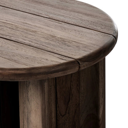 Paden Outdoor End Table by Four Hands in stained toasted brown-fsc. Made from solid fsc®-certified teak in a unique style.
