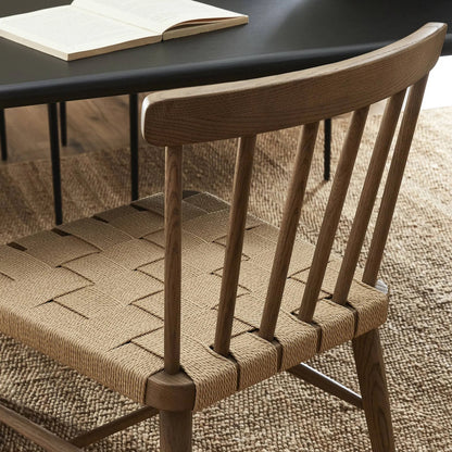 Kershaw Dining Chair by Four Hands in natural rush, smoked oak. Made from rush, solid oak in a traditional style.