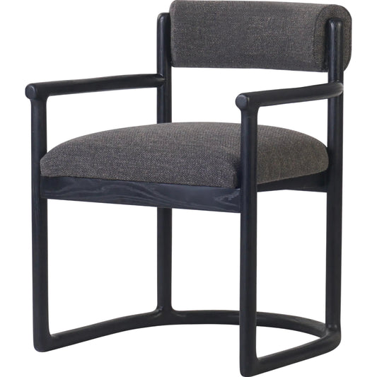 Clarice Dining Chair by Four Hands in thames ash, brushed ebony. Made from 66% polyester, 19% acrylic, 15% flax/linen, solid nettlewood in a unique style.