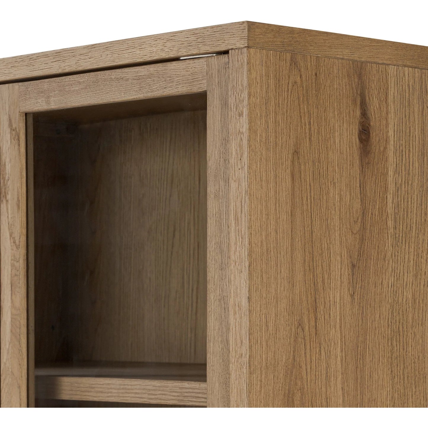 007 SI-2327543 | Closeup | Bergstrom Cabinet by Four Hands in warm natural oak veneer. Made from thick oak veneer, solid oak in a modern style.