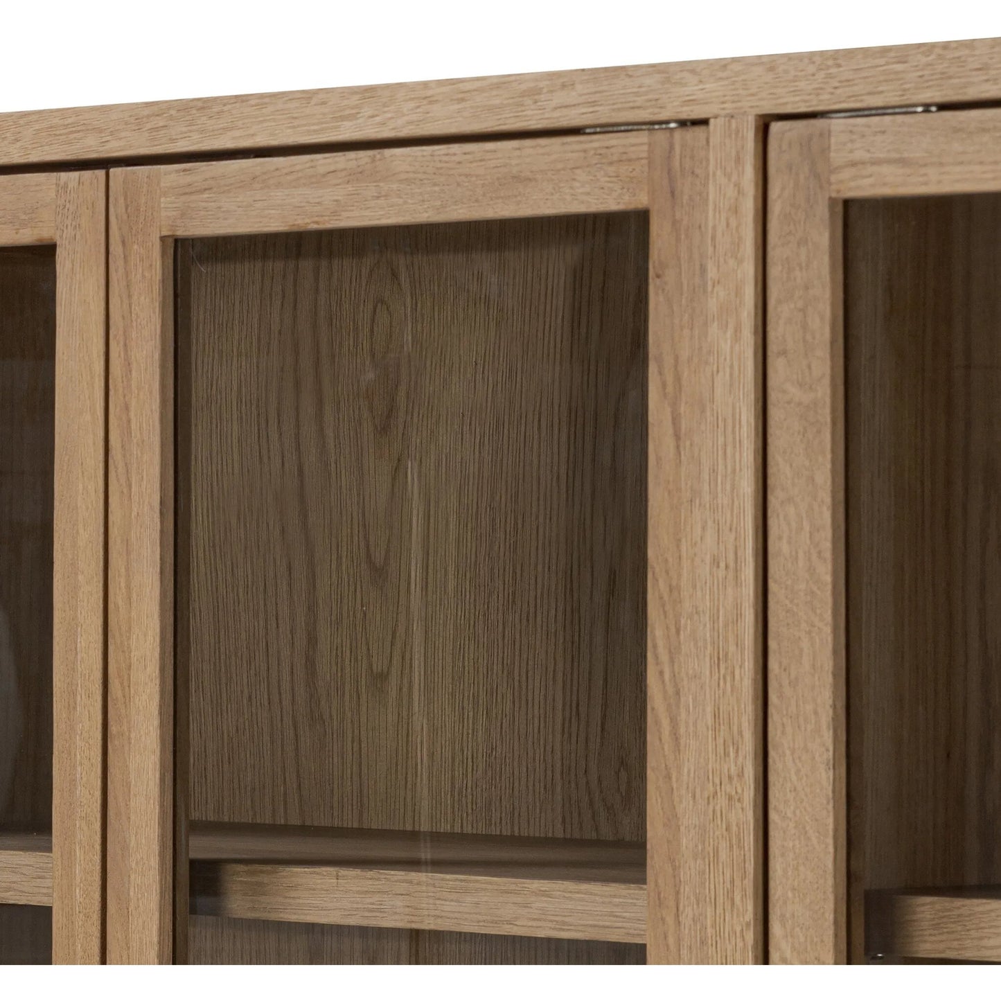 008 SI-2327543 | Closeup | Bergstrom Cabinet by Four Hands in warm natural oak veneer. Made from thick oak veneer, solid oak in a modern style.