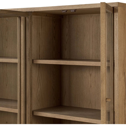 Bergstrom Cabinet by Four Hands in warm natural oak veneer. Made from thick oak veneer, solid oak in a modern style.
