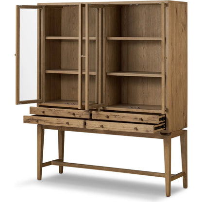 Bergstrom Cabinet by Four Hands in warm natural oak veneer. Made from thick oak veneer, solid oak in a modern style.