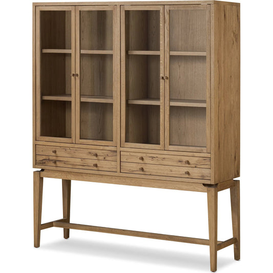 Bergstrom Cabinet by Four Hands in warm natural oak veneer. Made from thick oak veneer, solid oak in a modern style.