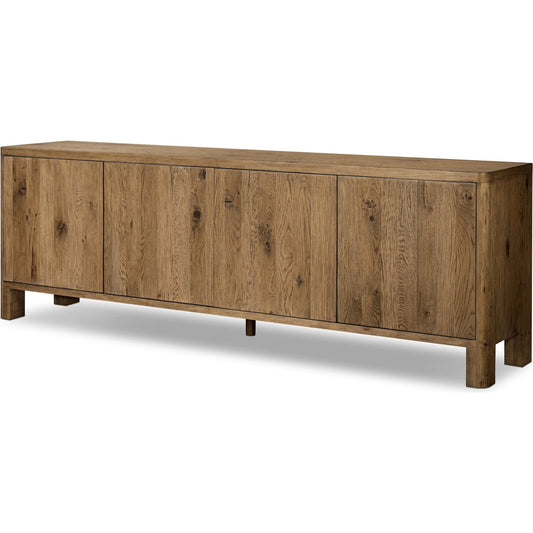 Noeline Sideboard by Four Hands in resawn worn oak. Made from resawn oak veneer, solid oak in a transitional style.