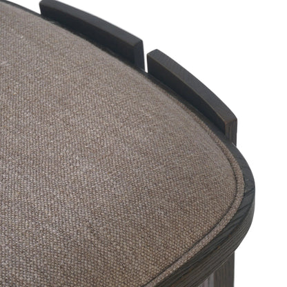 Hoven Backless Bar Stool by Four Hands in alcala fawn, drifted oak. Made from 70% polyester, 20% viscose (rayon), 10% flax/linen, solid oak in a transitional style.