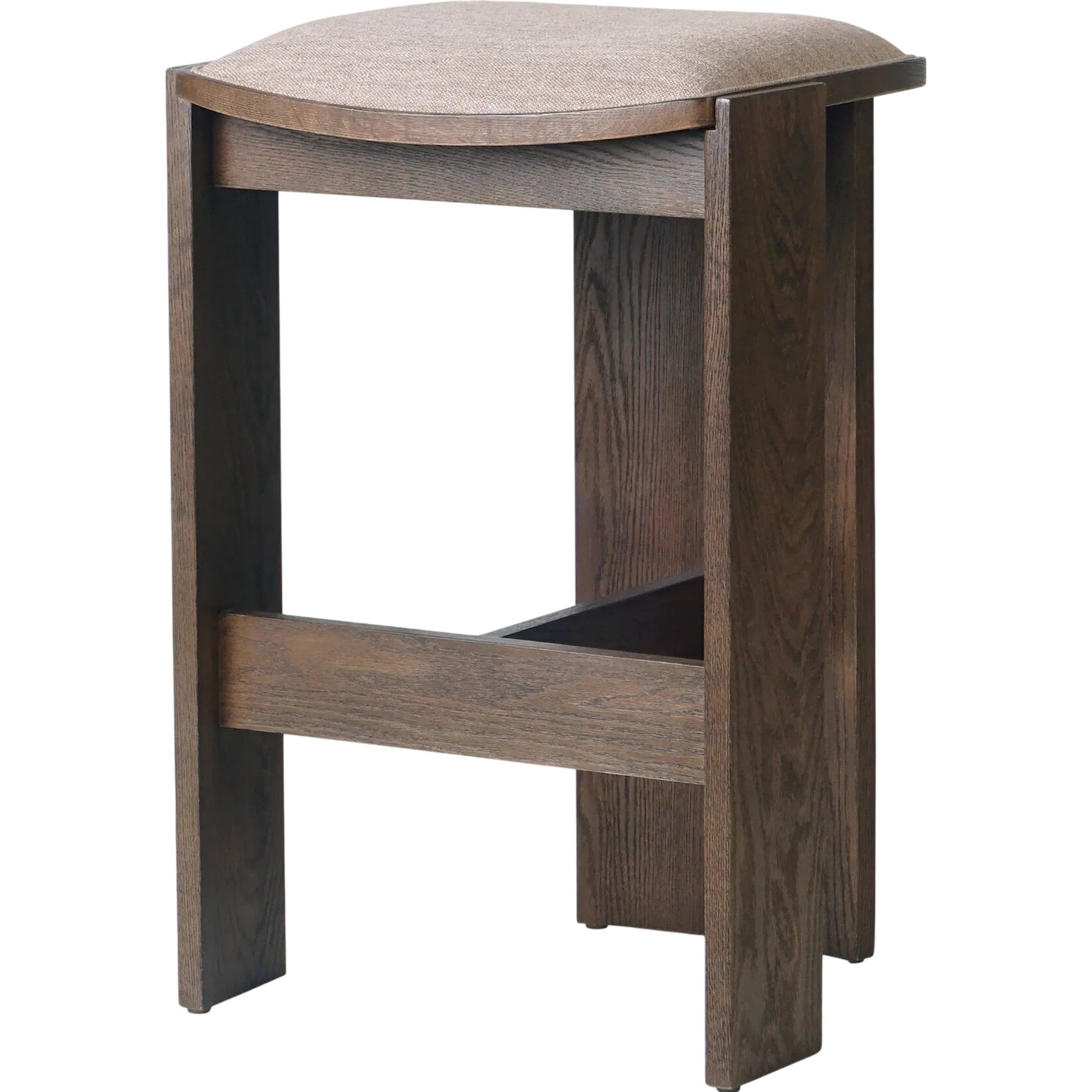 001 SI-2320119 | Primary Silo | Hoven Backless Bar Stool by Four Hands in alcala fawn, drifted oak. Made from 70% polyester, 20% viscose (rayon), 10% flax/linen, solid oak in a transitional style.