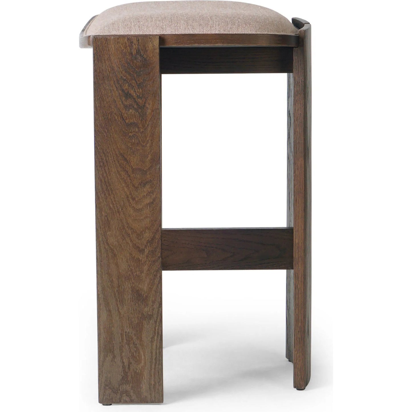 004 SI-2320119 | Additional Silo | Hoven Backless Bar Stool by Four Hands in alcala fawn, drifted oak. Made from 70% polyester, 20% viscose (rayon), 10% flax/linen, solid oak in a transitional style.