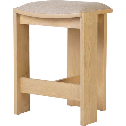 Hoven Backless Stool by Four Hands in alcala wheat, light ash. Made from 70% polyester, 20% viscose (rayon), 10% flax, linen, solid ash in a unique style.