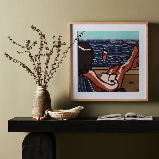 Leisure II by Coup d’Esprit by Four Hands. Made from vertical grain white oak, acrylic glazing in a coastal style.