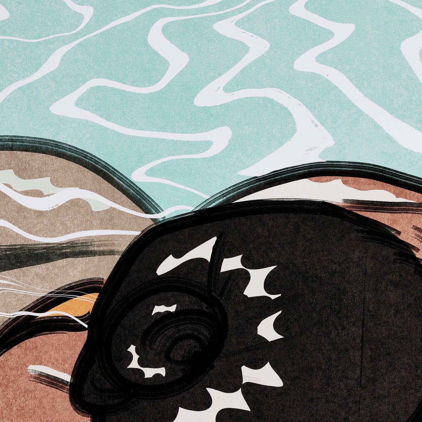 005 SI-2074426 | Closeup | Leisure I by Coup d’Esprit by Four Hands. Made from vertical grain 2.5 white oak, srm890 double thick white, watercolor paper in a coastal style.