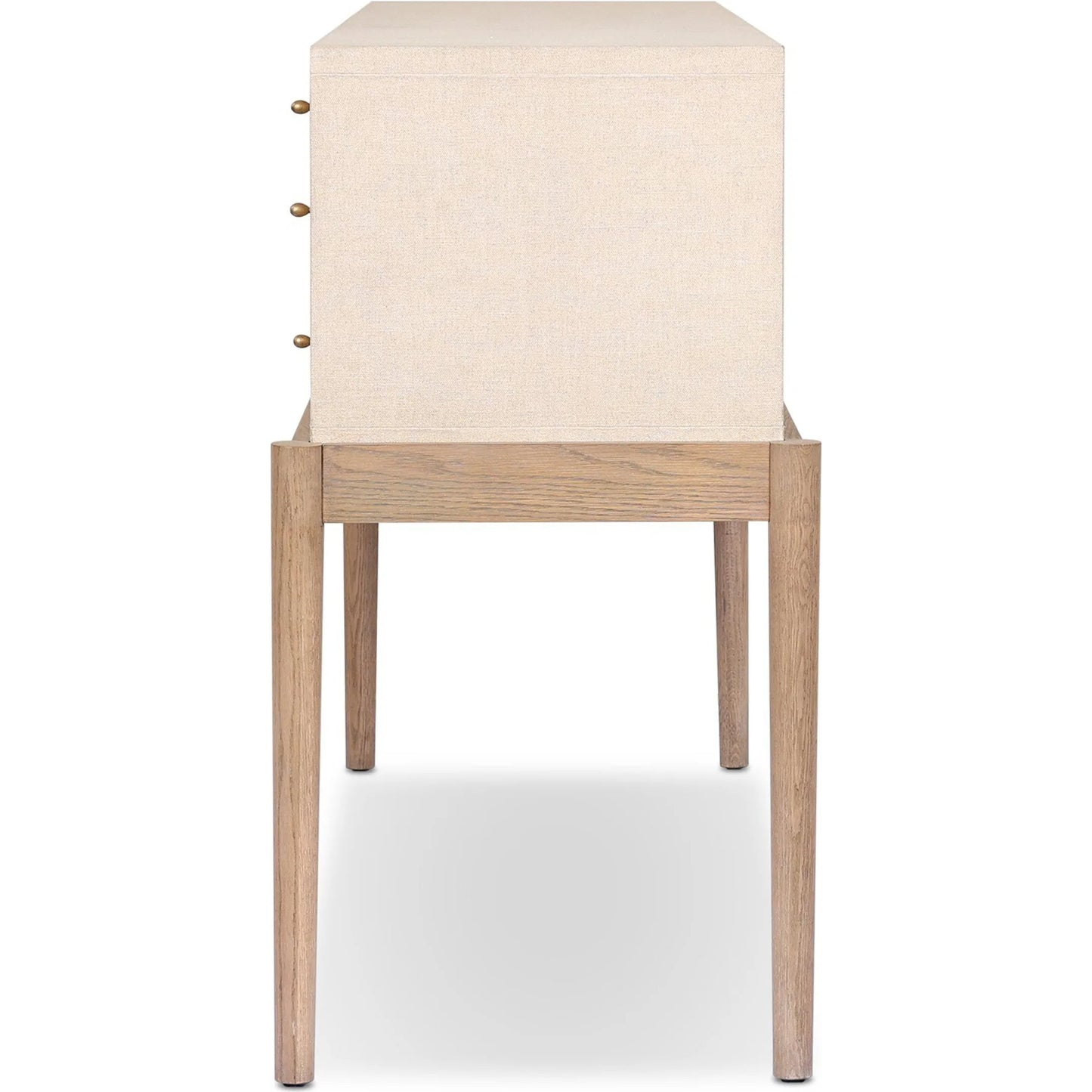 001 SI-2446569 | Additional Silo | Ford Console Table by Four Hands in beige painted linen, sandy oak. Made from painted linen, solid oak in a transitional style.