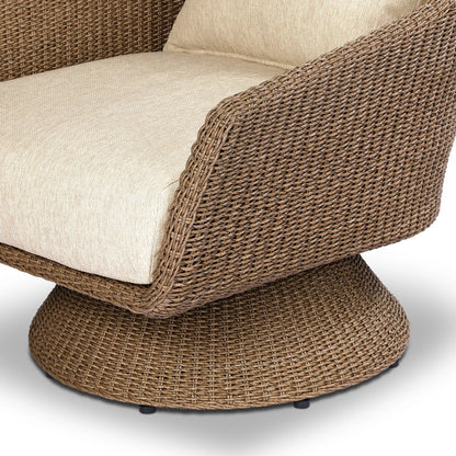 Koe Outdoor Chair by Four Hands in ellor beige, faux dark hyacinth. Made from 100% olefin, 100% polyethylene in a rustic style.
